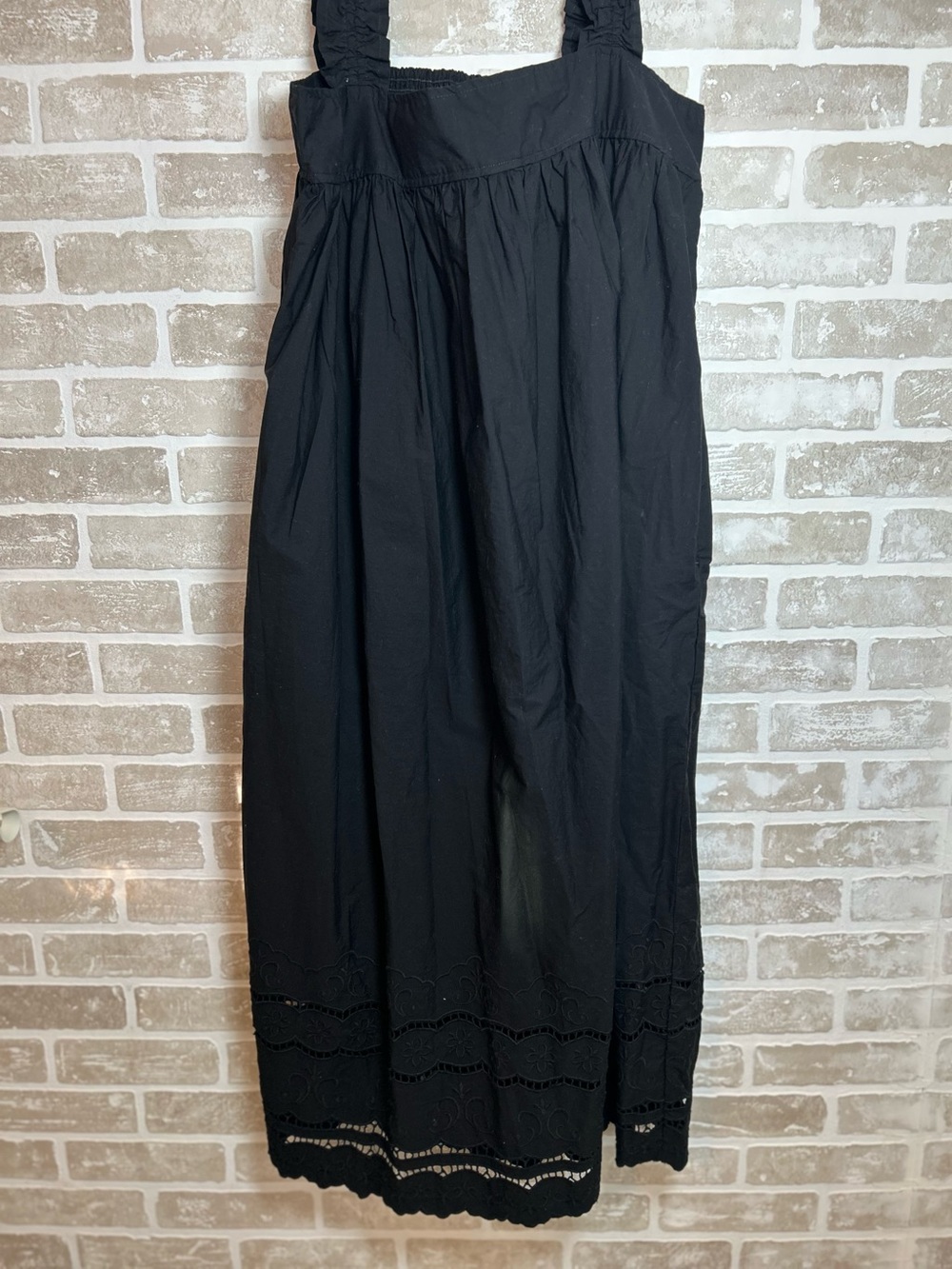 Black Midi Dress with Eyelet Hem